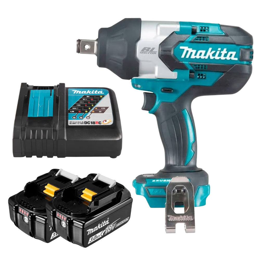 Chave de Impacto Makita DTW1001Z 18V Brushless 1050Nm Com 2 Baterias 3.0Ah e Carregador Bivolt