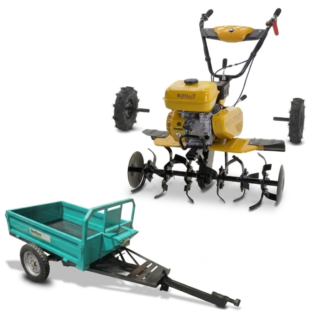 Kit Motocultivador Buffalo BFG 890 7CV com Carretinha Garthen GCM-500F 500kg