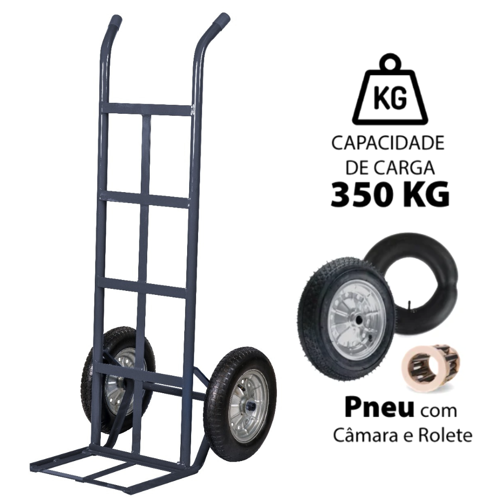 Carrinho Carro de Carga Reforçado 350kg 2 Rodas de Rolamento Muke Tools