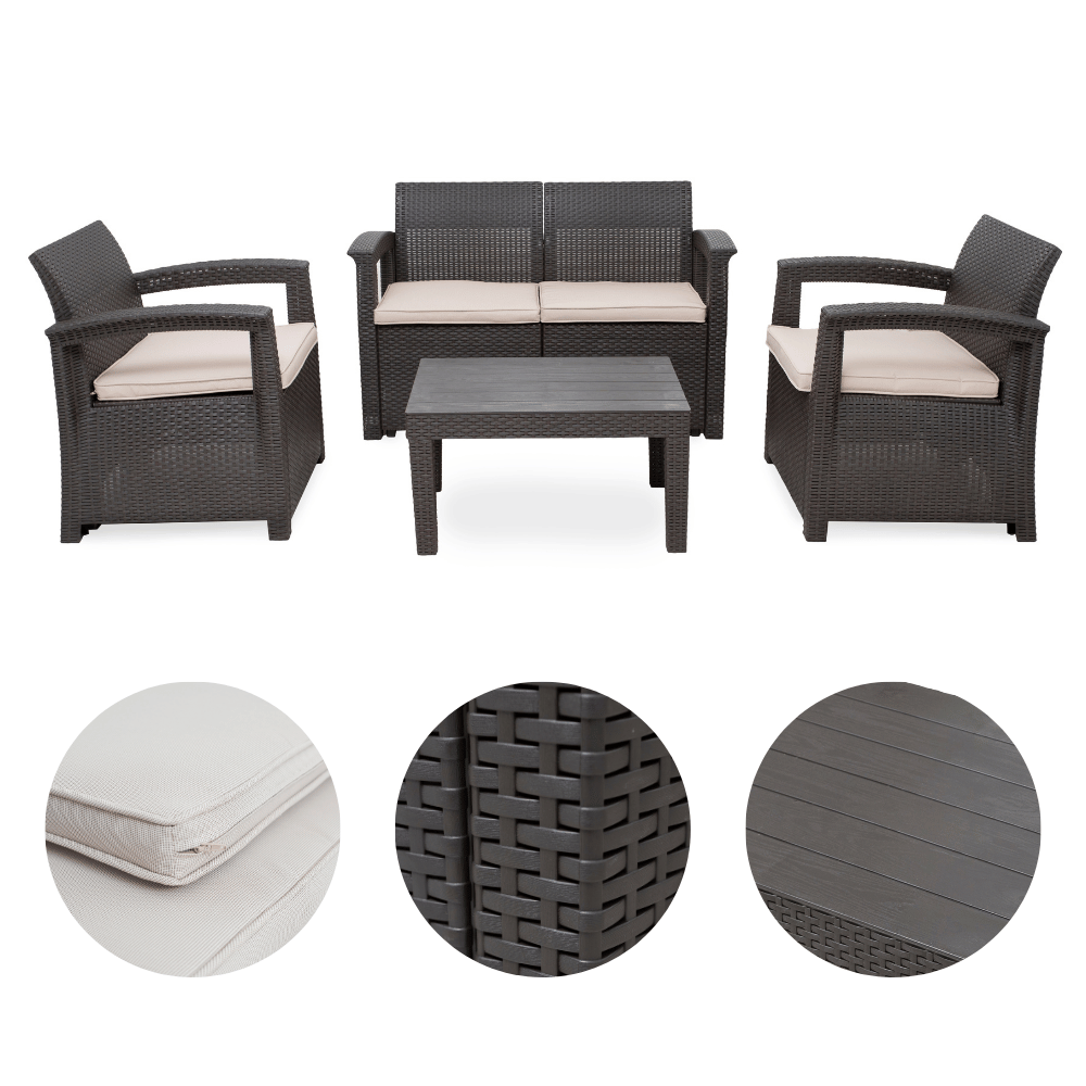 Sofá 4 Lugares para Jardim Área Externa Rattan Syberflex