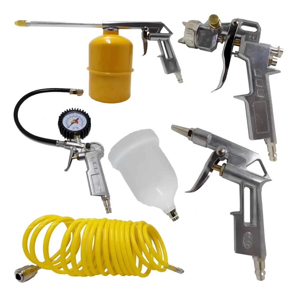 Kit Acessórios Compressor de Ar 5 Peças com Mangueira Pistola Pintura Calibrador Tekna