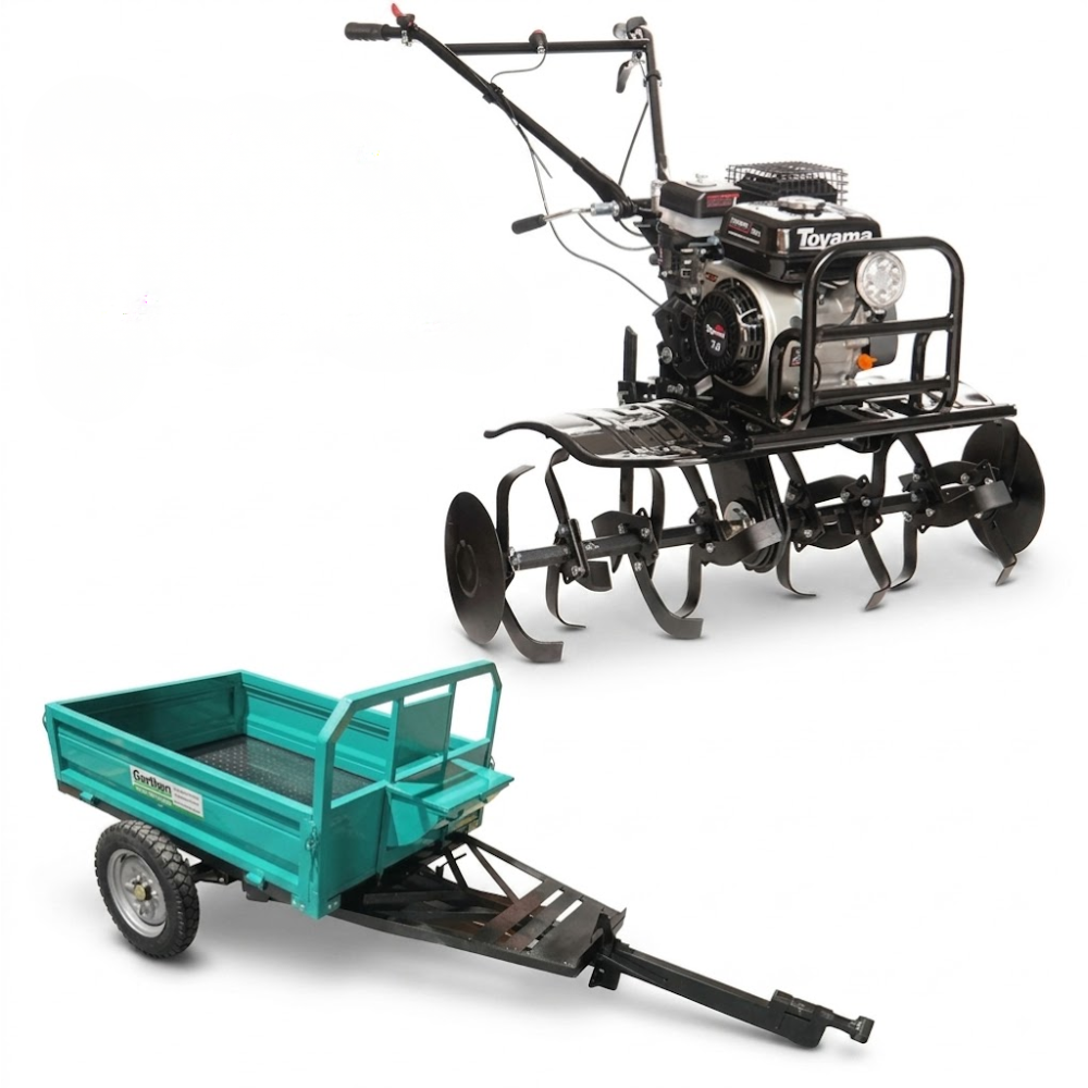 Kit Motocultivador Toyama 7HP TT90R-XP-U com Carretinha Garthen GCM-500F 500kg