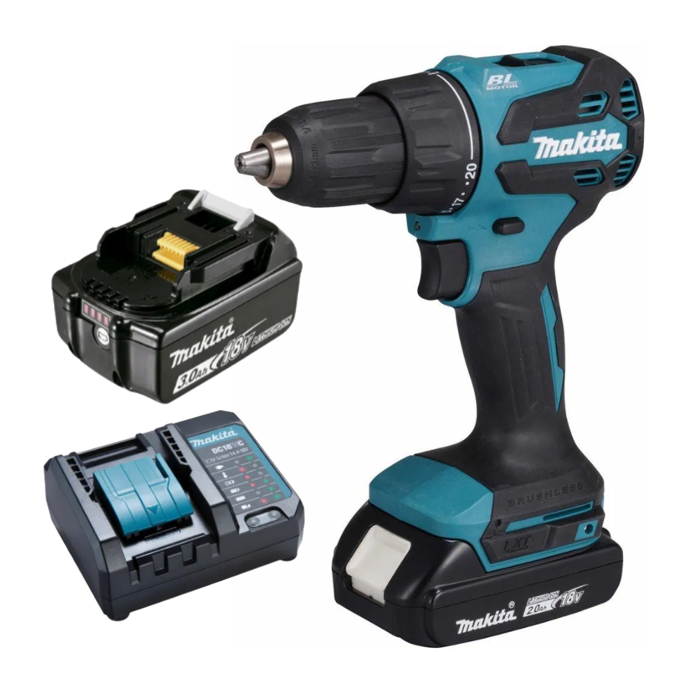 Parafusadeira Furadeira de Impacto 18V 3.0Ah DHP490 Brushless Com Bateria e Carregador Bivolt Makita