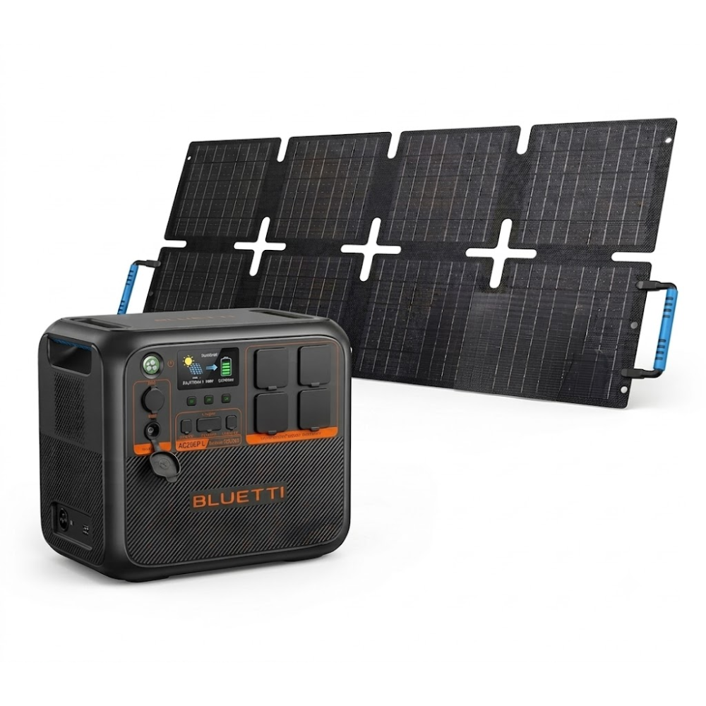 Estação de Energia BLUETTI AC200PL 2400W 2304Wh c/ Painel Solar Portátil 60W