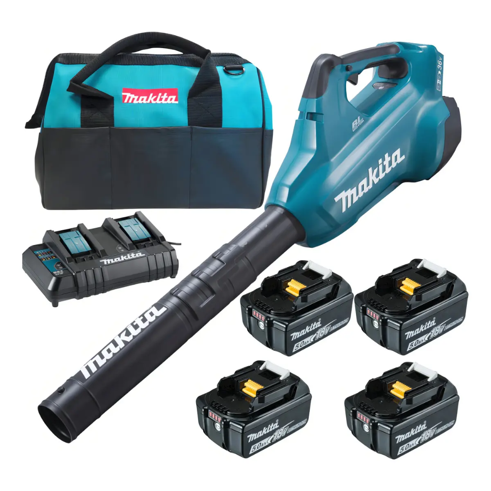 Soprador de Folhas Makita DUB362Z 36V Brushless com Bolsa 4 Baterias 5.0Ah e Carregador