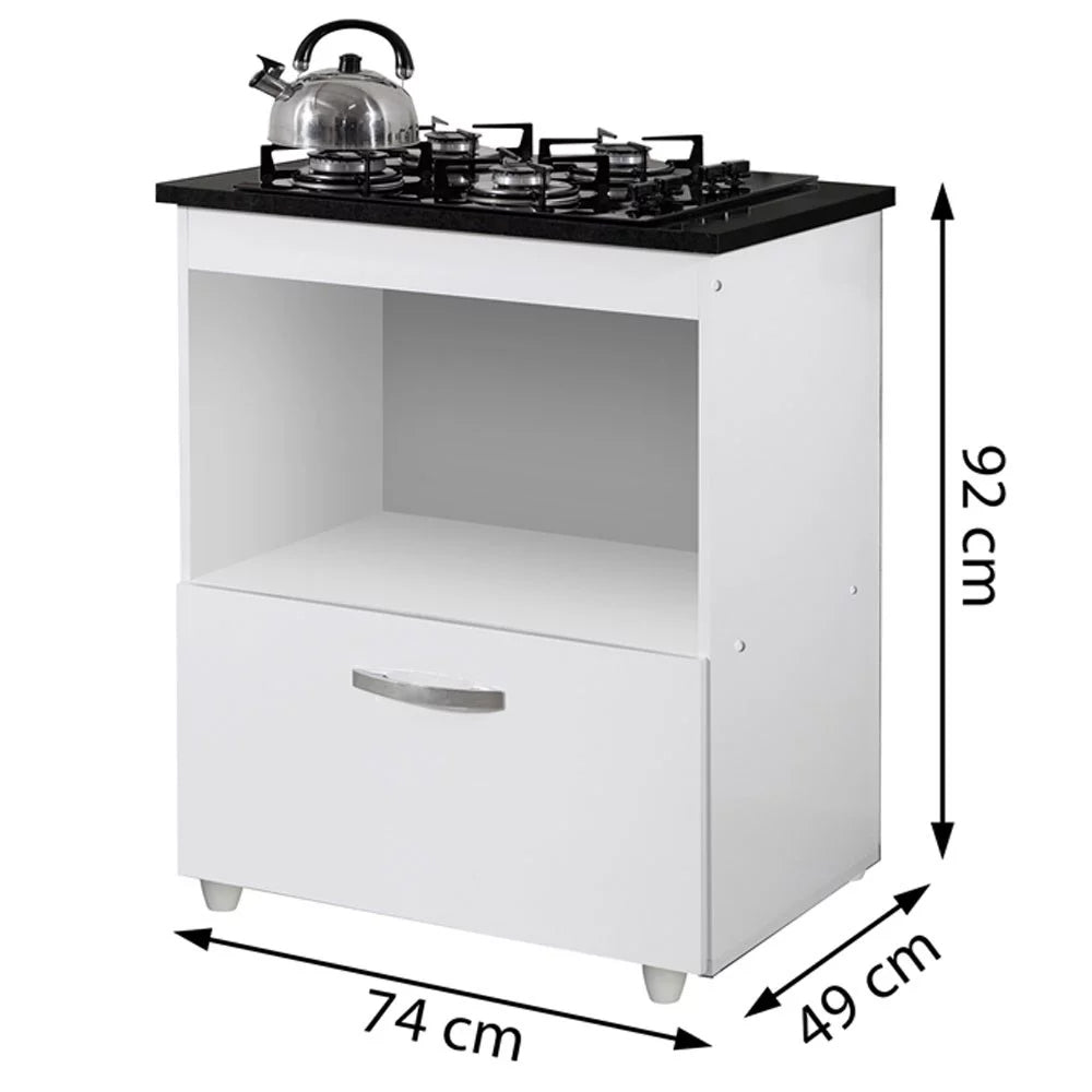 Kit Balcão Cooktop Itatiaia com 1 Porta Branco e Fogão Cooktop 4 Bocas