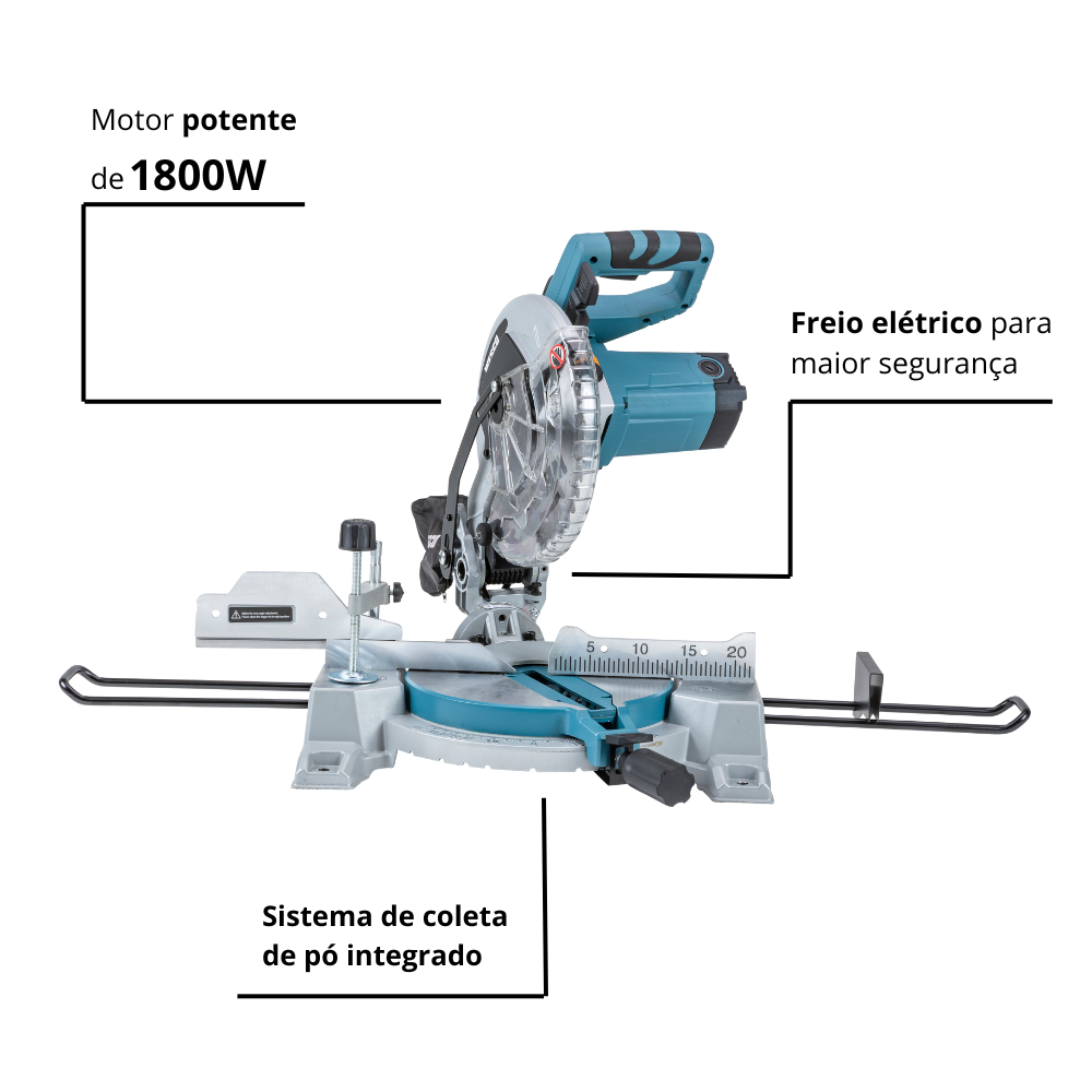 Serra Meia Esquadria 10'' 250mm Freio Eletrico 1800W 127V com Disco Wesco WS7172
