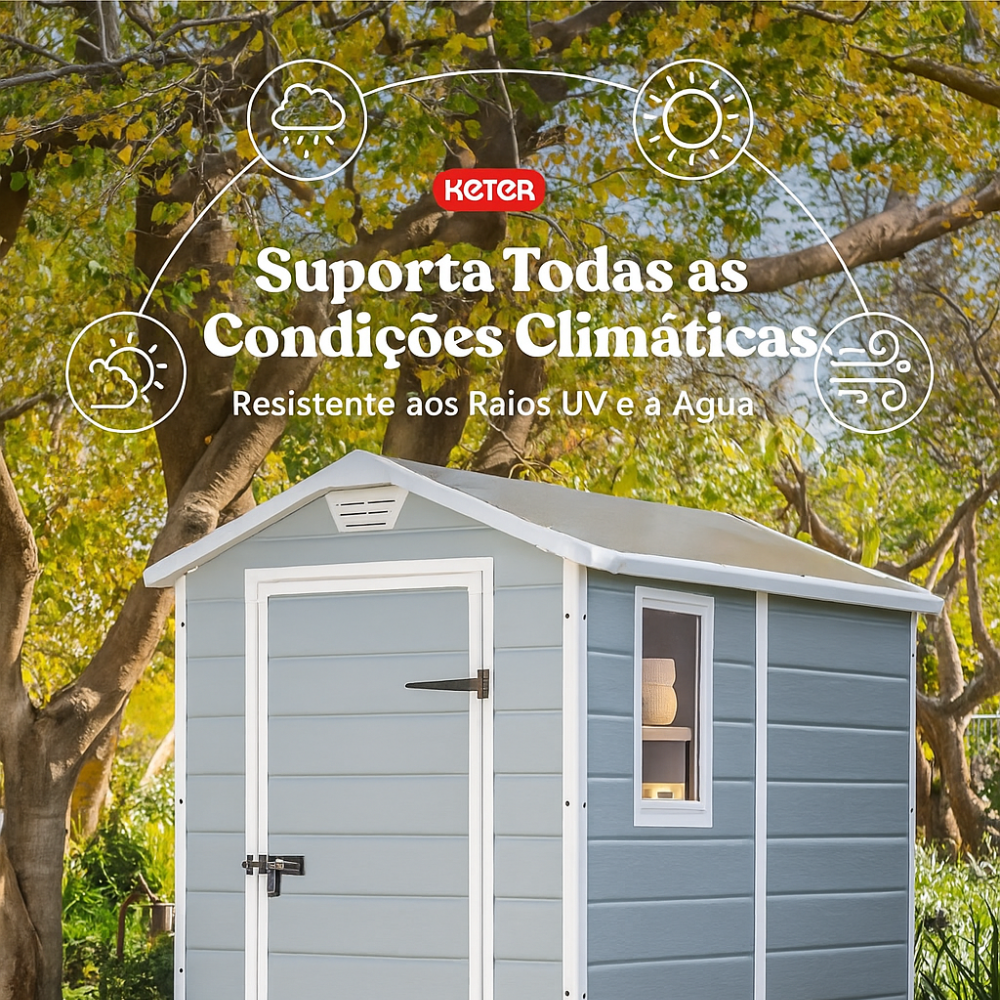 Depósito Multiuso Área Externa Jardim Manor 4x6 Keter Durabilidade e Resistente