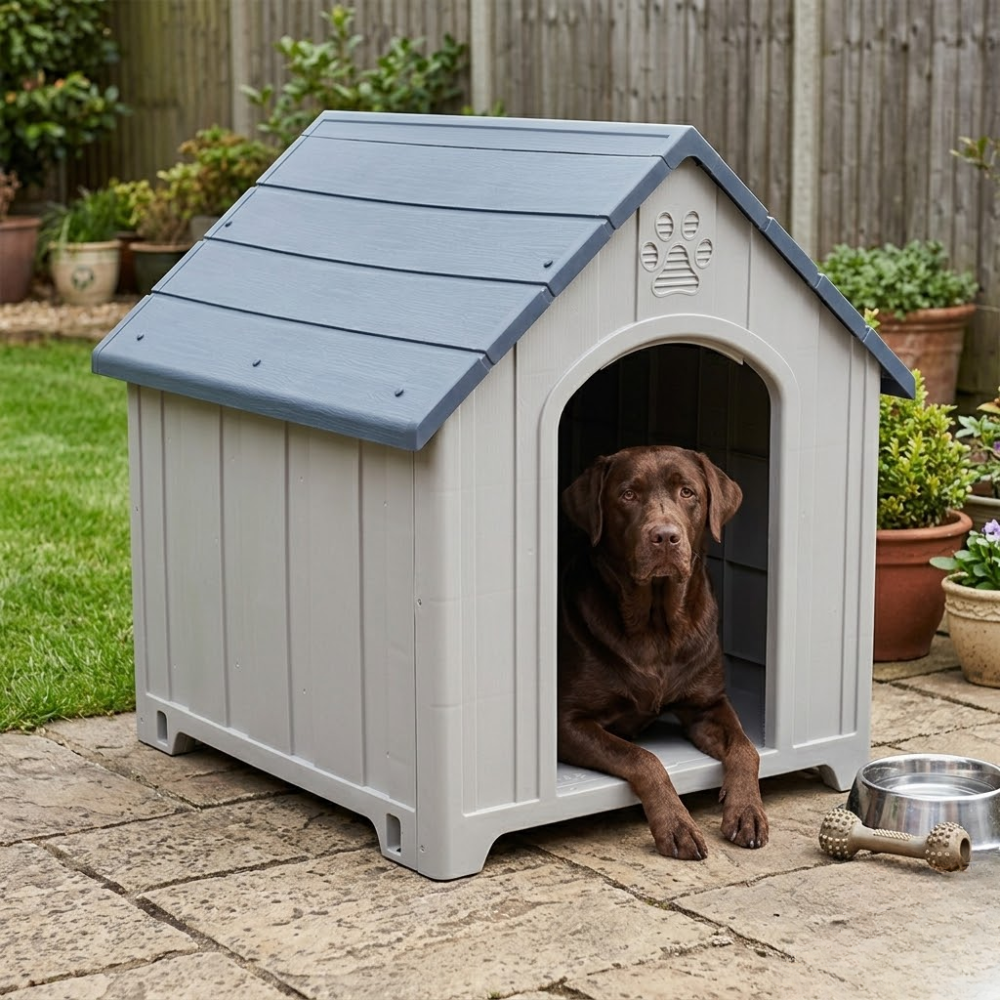 Casa casinha para Cachorro Extra Grande Cinza Resistente Impermeável Fácil Montagem 
