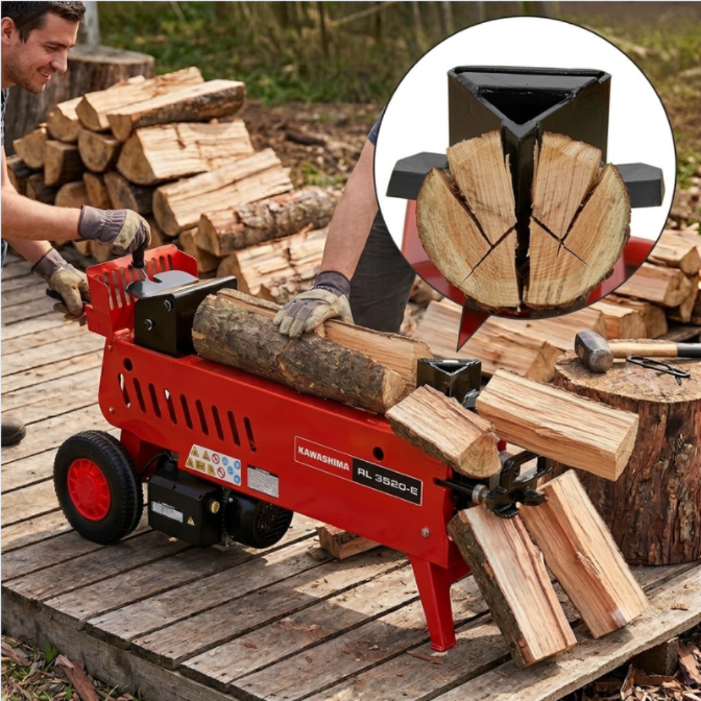 Kit Rachador de Lenha Elétrico E Cunha Cruzeta Kawashima RL3520-E 3HP 220V 