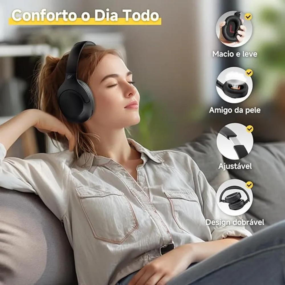 Fone de Ouvido Headphone Bluetooth QCY H3 Lite ANC BH24H3C 5.3 60h