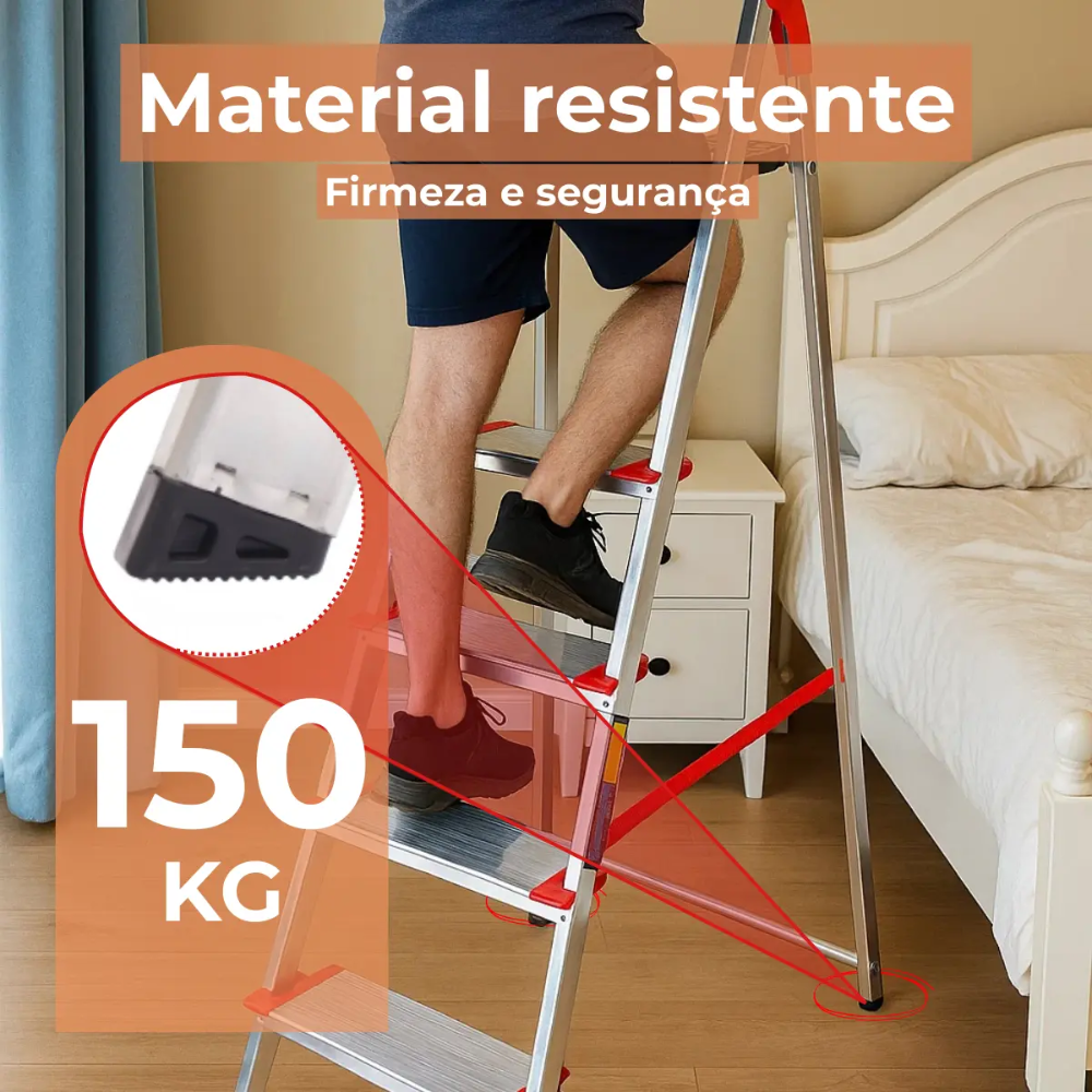 Escada Doméstica de Alumínio Comfort 5 Degraus Alumasa