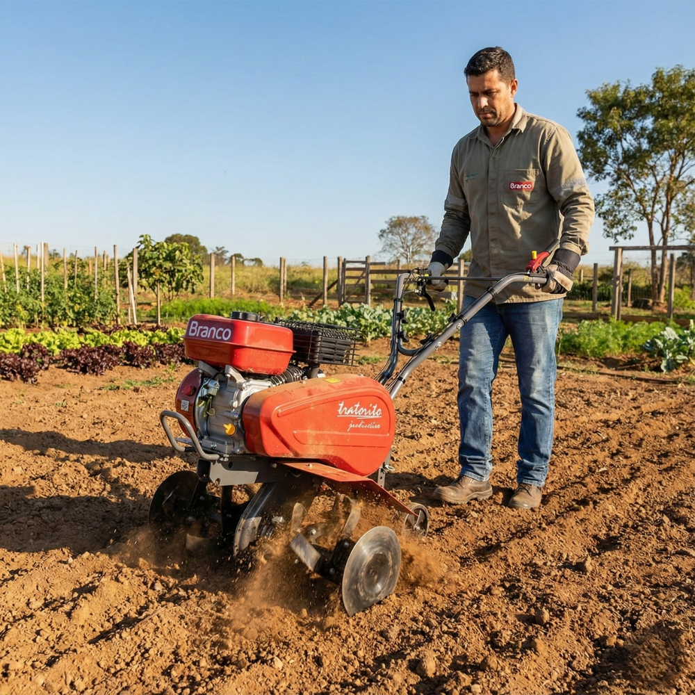 Tratorito Motocultivador A Gasolina Bttg-6.5-600 4T Jardineiro Branco