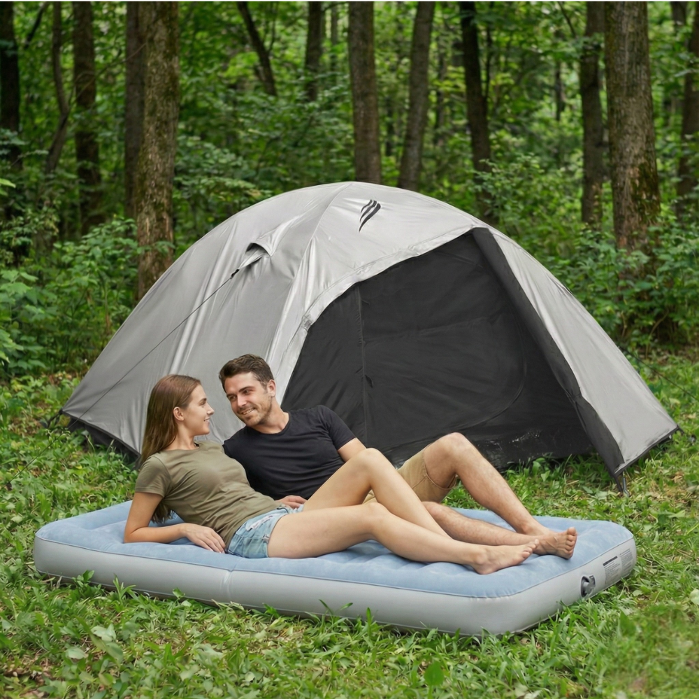 Kit Camping Barraca Nautika Onix 6 Pessoas Blackout + Colchão Queen Intex Bomba USB