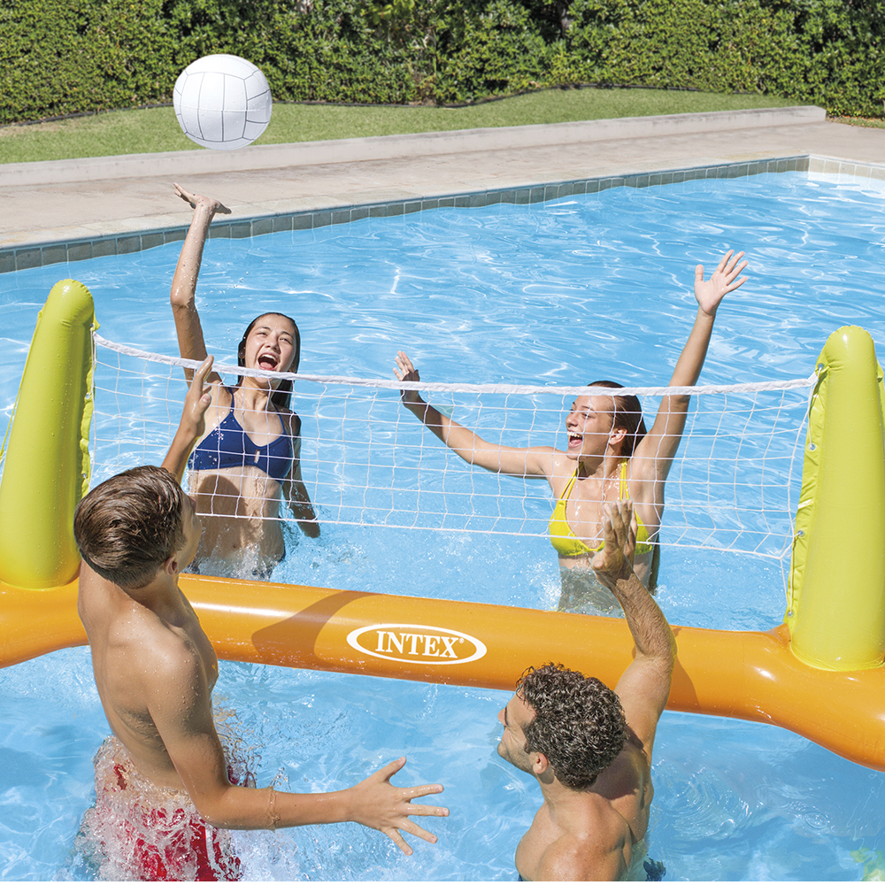 Kit Voleibol Inflável Para Praia E Piscina Com Bomba Manual Laranja/Amarelo Intex