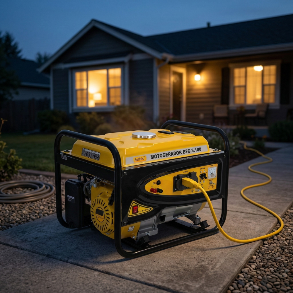ERADOR À GASOLINA PARTIDA MANUAL 3,1 KVA 110/220V BFG3100 MONOFÁSICO BUFFALO
