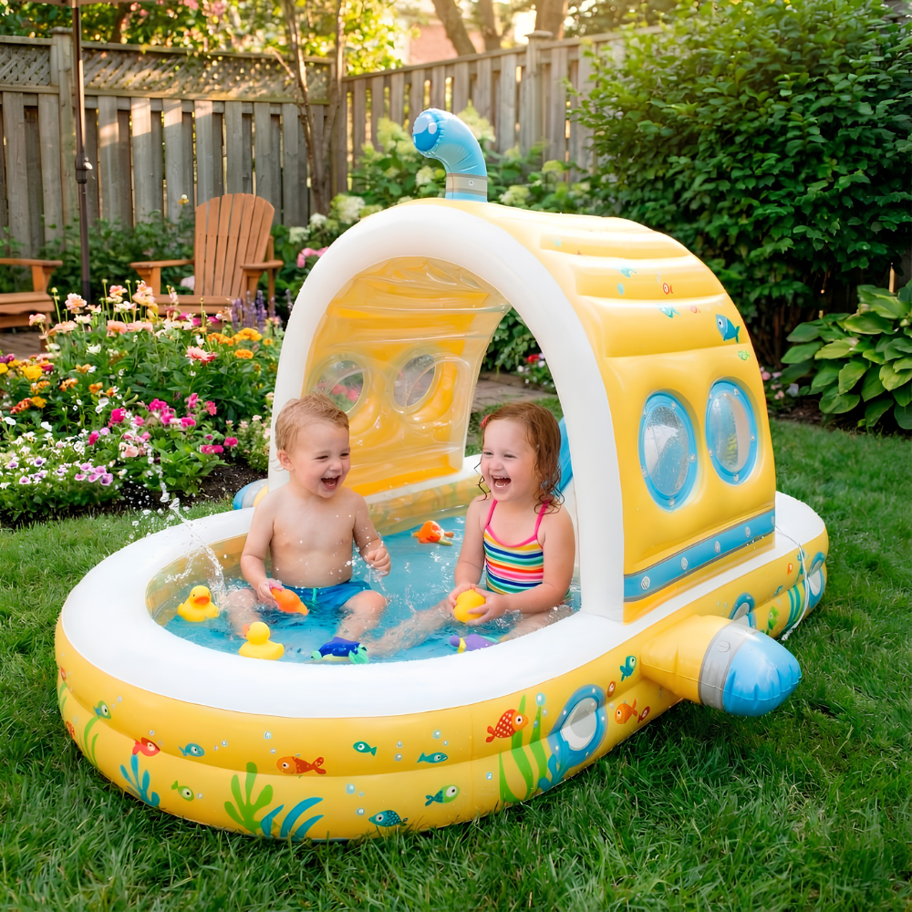 PISCINA INFANTIL PLAYGROUND CENTRO AQUÁTICO SUBMARINO 350 LITROS COM ESCORREGADOR