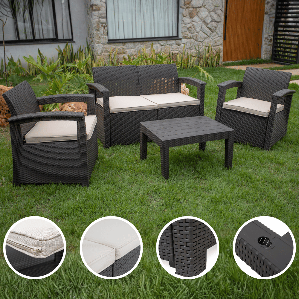 Sofá 4 Lugares para Jardim Área Externa Rattan Syberflex