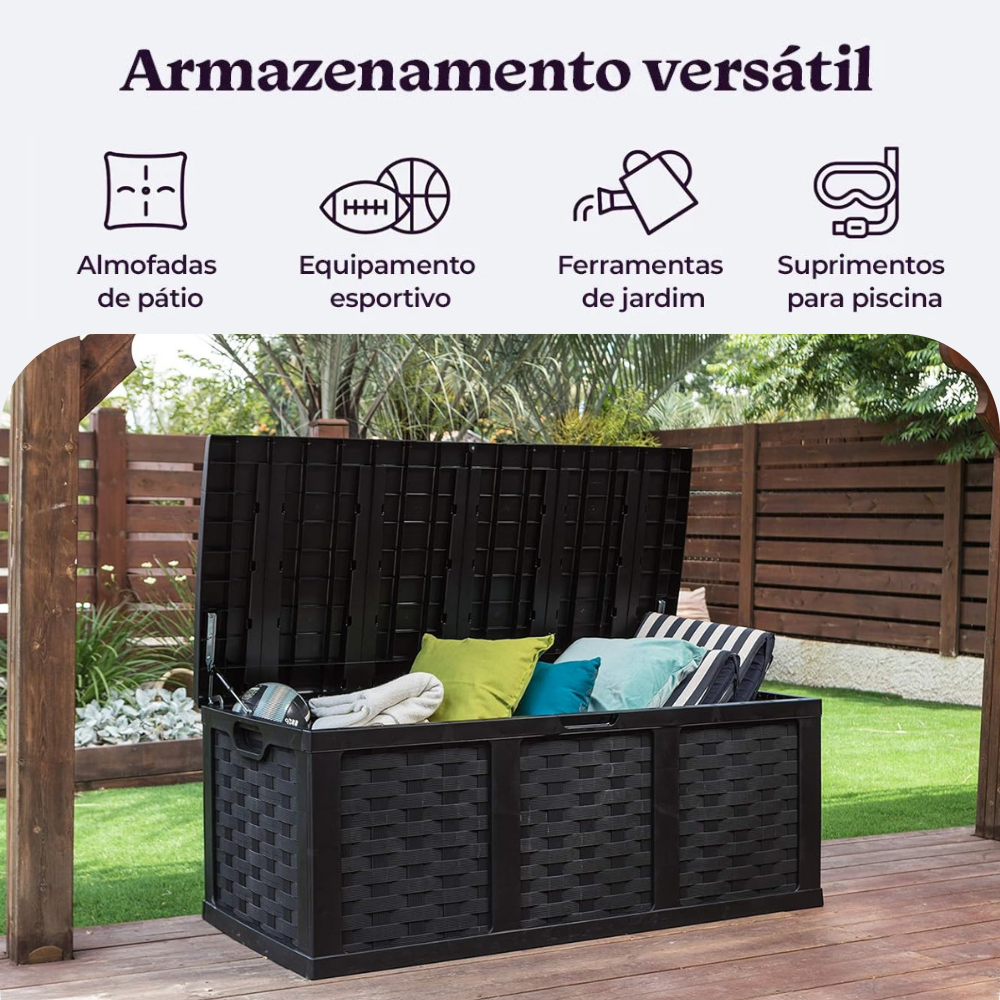 Baú Caixa Organizadora Grande 634L Litros com Tampa Armazenamento Multiuso Rattan Starplast