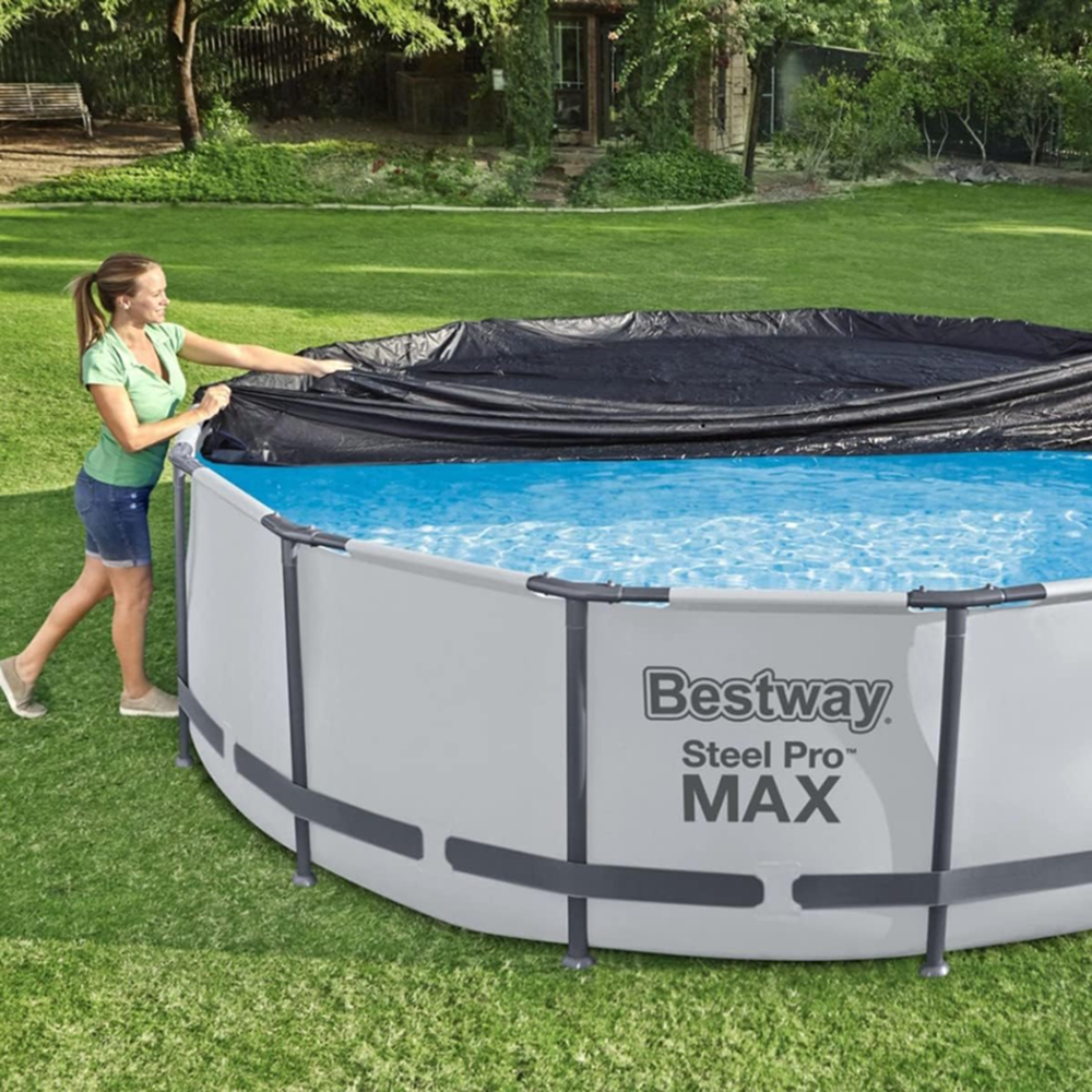 Piscina Grande Estruturada Bestway 6.473 Litros 3,66m Completo 4 em 1: Bomba Filtro + Capa + Forro