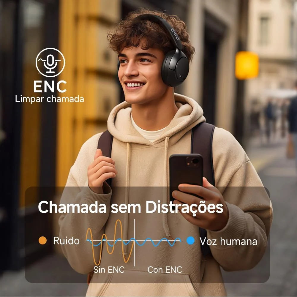 Kit Fone de Ouvido Bluetooth QCY H3 Pro ANC BH24H3B com Bolsa de Armazenamento QCY