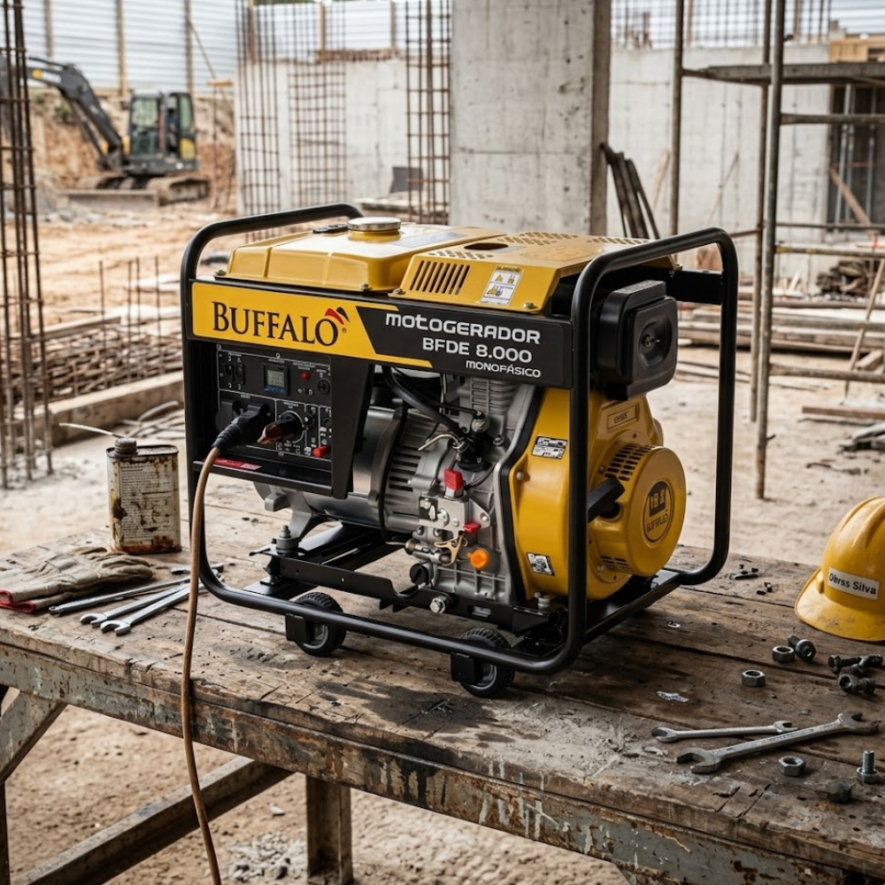 GERADOR DE ENERGIA A DIESEL BFDE 8000 MONOFÁSICO 6,5 KVA COM PART.ELÉTRICA 110/220V