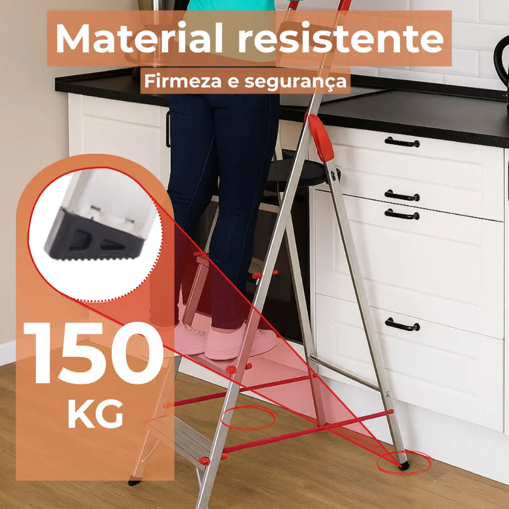 Escada Doméstica de Alumínio Comfort 4 Degraus Alumasa
