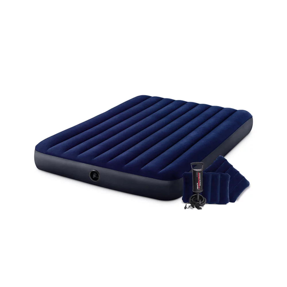 Colchão Inflável Dura Beam Queen Com 2 Travesseiros Intex e Bomba de Ar Elétrica 220v