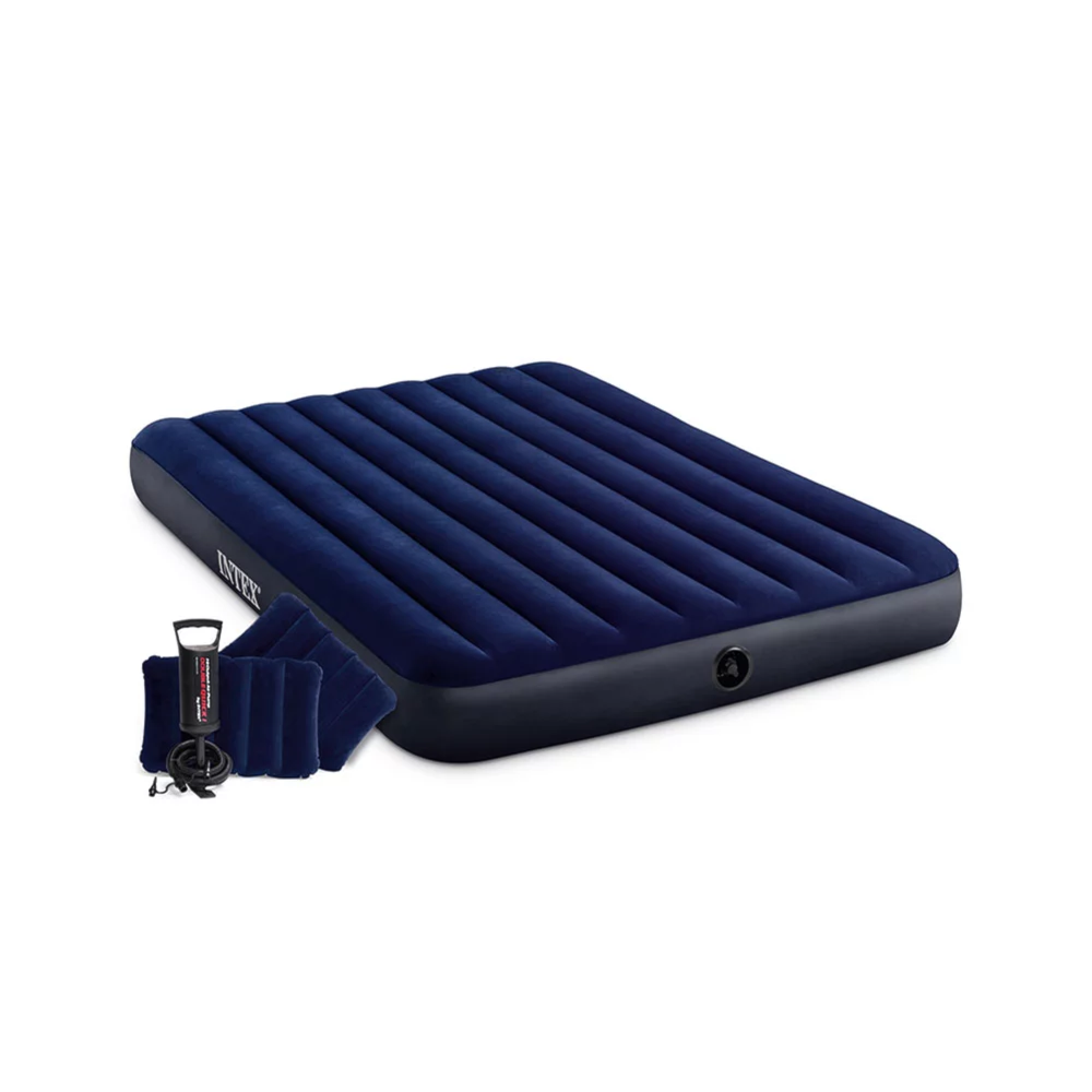 Colchão Inflável Dura Beam Queen Com 2 Travesseiros Intex e Bomba de Ar Elétrica 220v