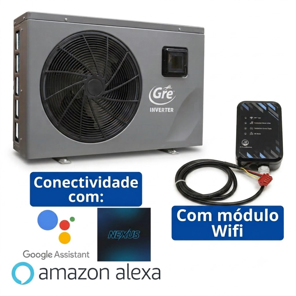 BOMBA TROCADOR DE CALOR GRE14 INVERTER 45.000 BTUS AQUECIMENTO PISCINAS ATÉ 69.000 LITROS 220V