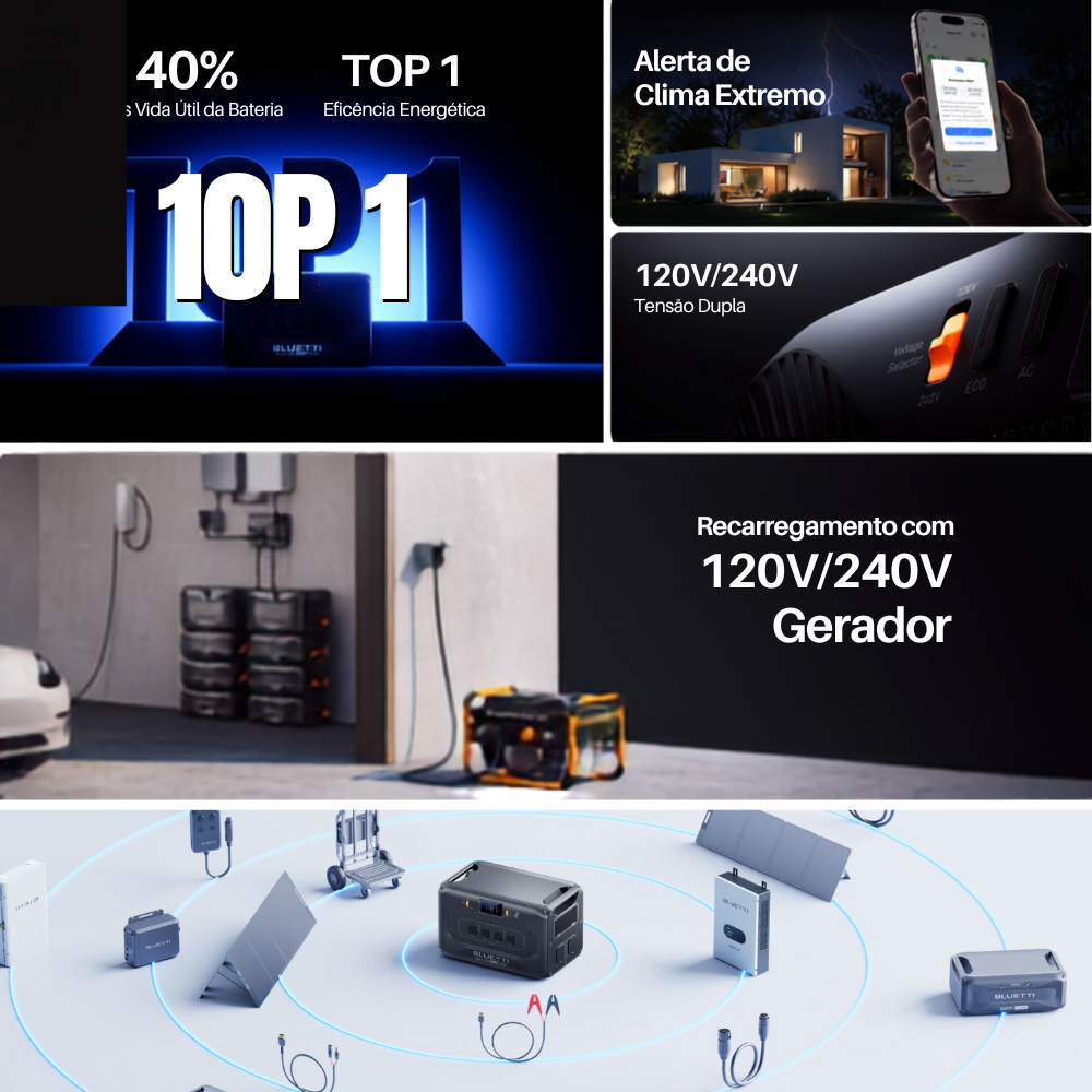 Estação de Energia Gerador Solar Bluetti Apex 300 220V 3840W 2764Wh
