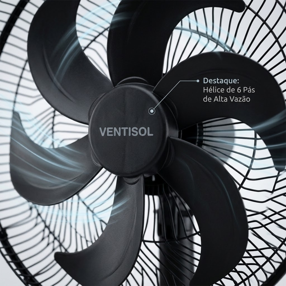 Ventilador Coluna Turbo 6P 40cm Preto 127V Ventisol