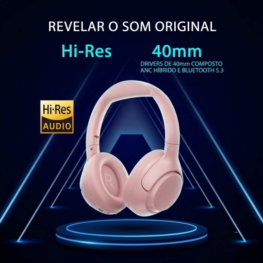 Fone de Ouvido Headphone Bluetooth QCY H3 ANC 43dB BH23H3A 60h