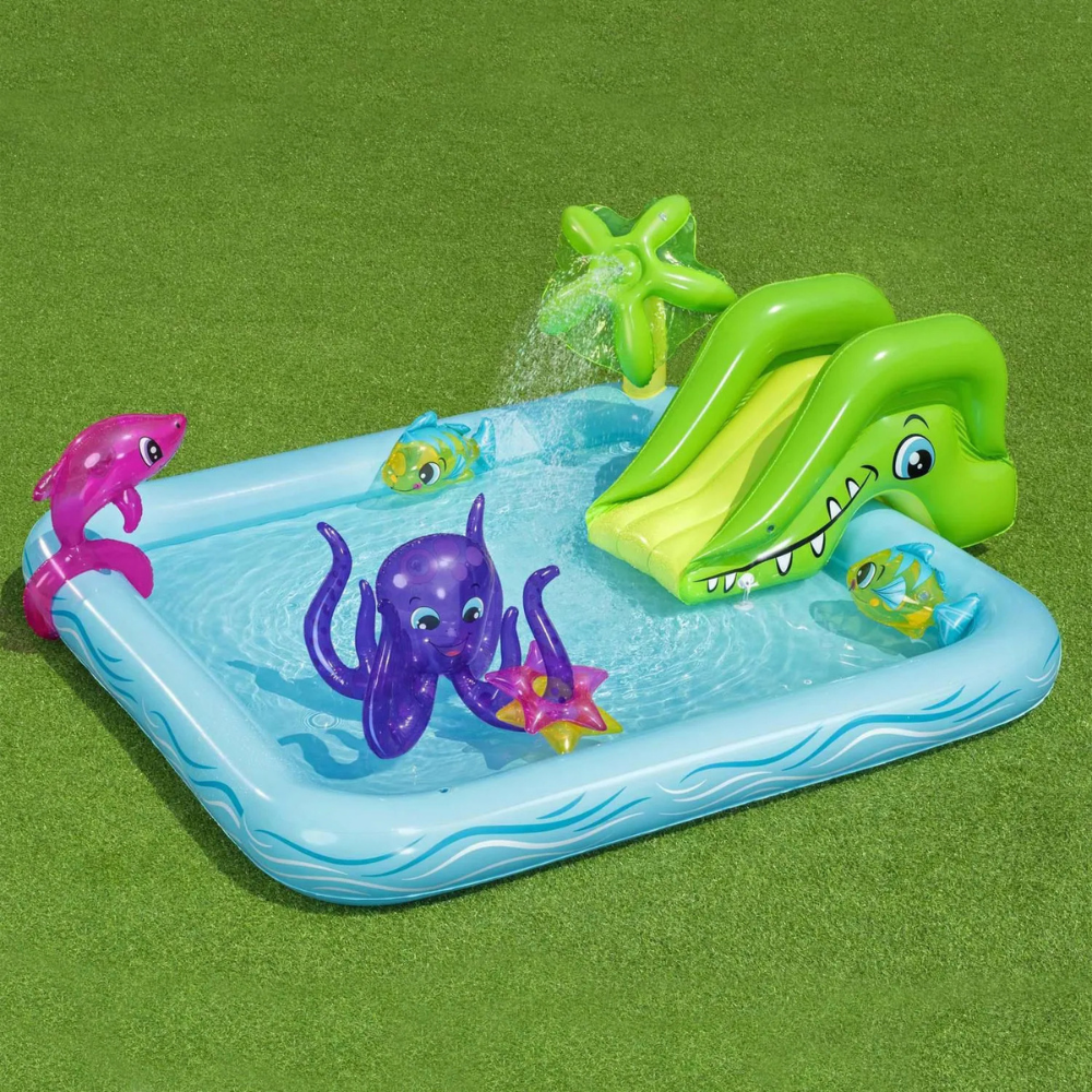 Piscina Inflável Infantil Playground Aquário Fantástico 308 Litros Bestway com 7 acessórios