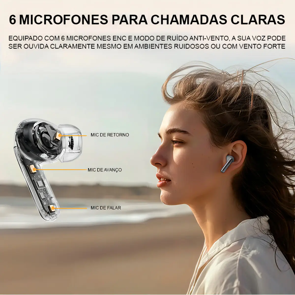 Fone de Ouvido Bluetooth QCY HT08 MeloBuds Pro ANC Preto