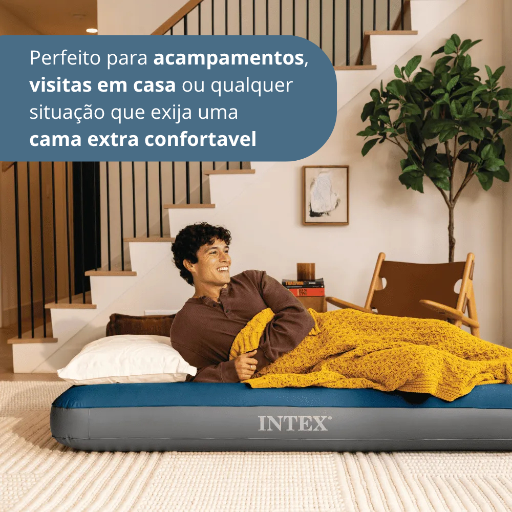Colchão Inflável 2 Unidades Casal Queen Intex Dura-Beam Prestige com Bomba USB Recarregável