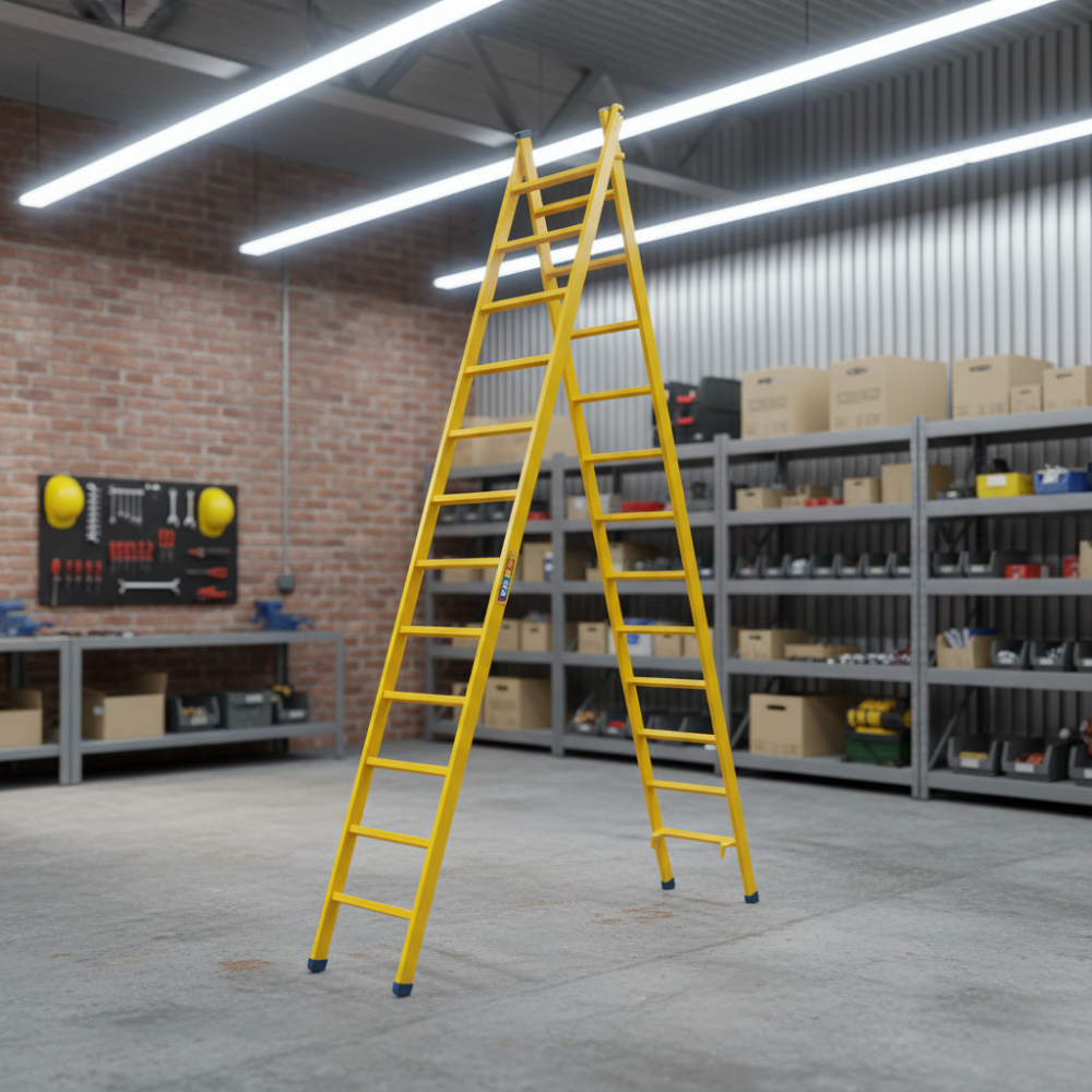 Escada Extensiva 12/24 Degraus 6,32 metros Multifuncional 3 em 1 em Aço