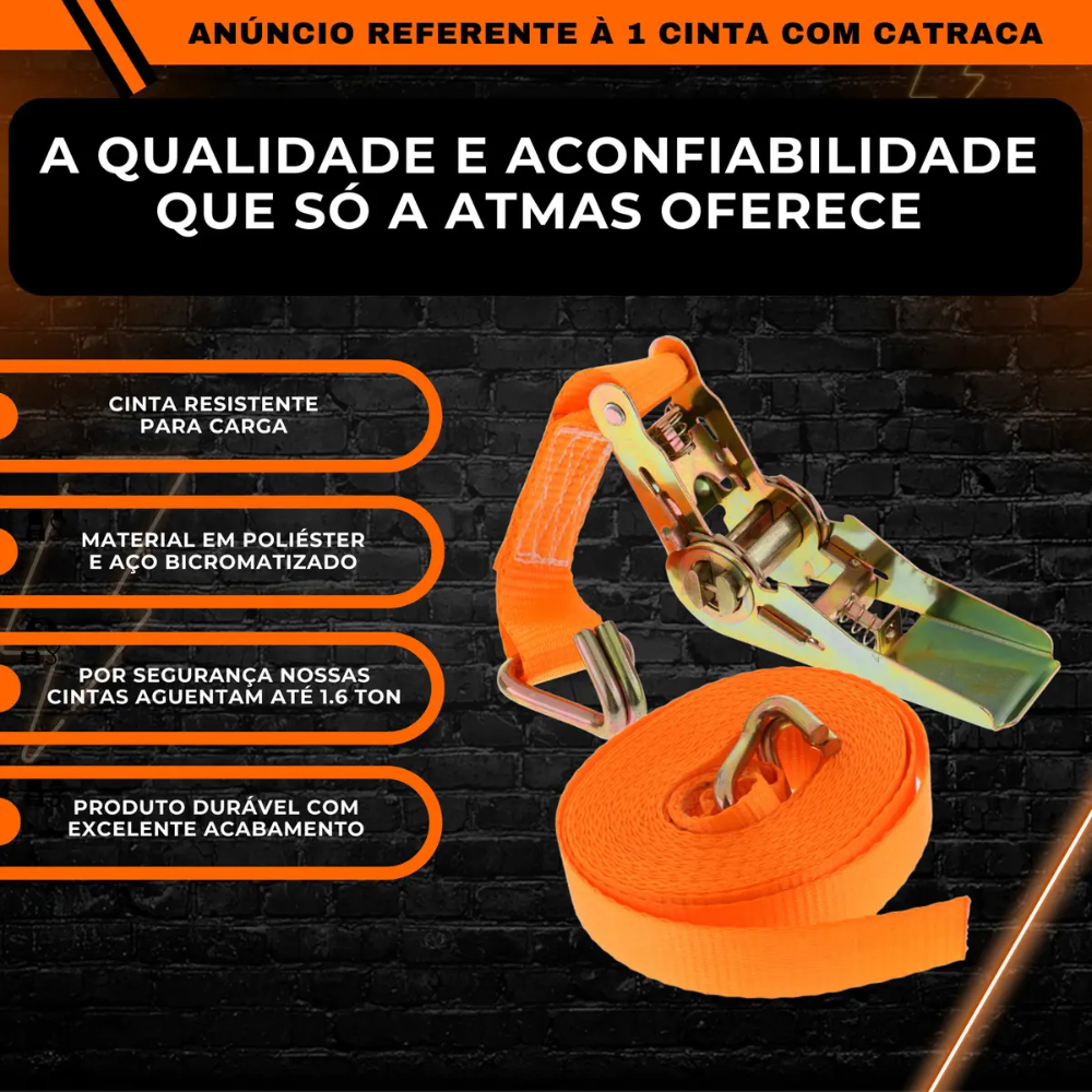 Cinta com Catraca para Amarração de Carga 0,8 Tonelada 4,5 Metros