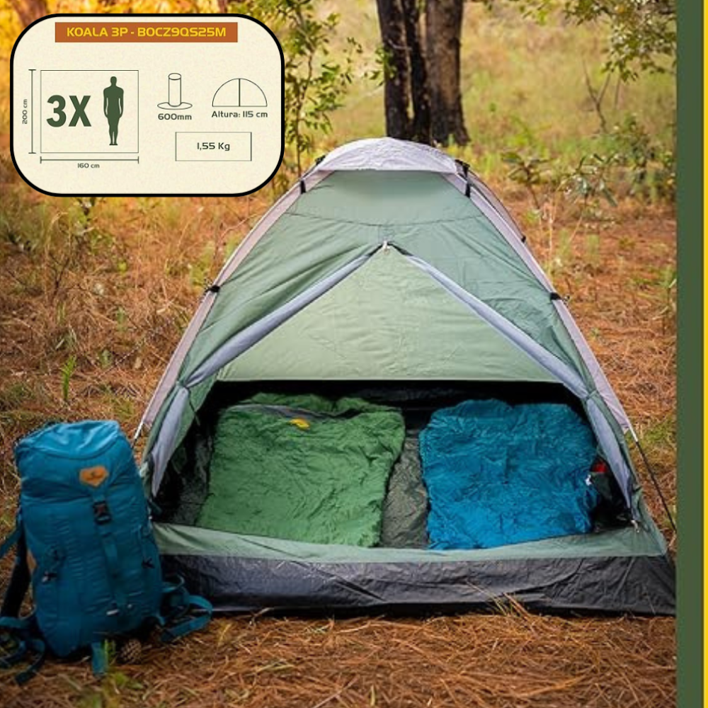 Barraca 3 Pessoas Koala Com Colchão Casal Com Bomba Embutida Nautika