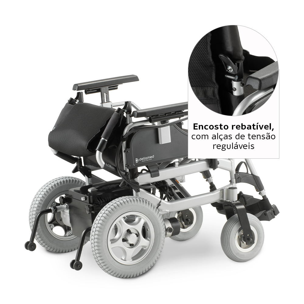 Cadeira de Rodas Motorizada Dobrável em Alumínio até 135Kg Assento de 45cm D1000 Dellamed