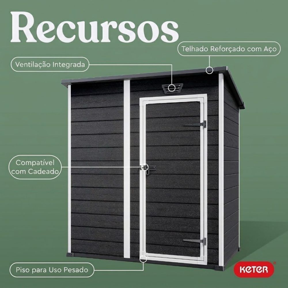 Depósito Organizador Multiuso Keter 6x4 Essential Armazem Externo Compacto e Resistente