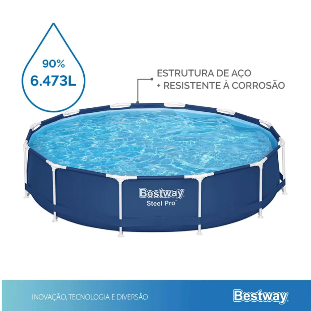 Piscina Estruturada 6473L 3,66m Bestway Steel Pro com  Filtro 127V 2006L/h