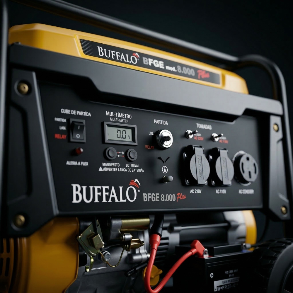 Gerador de Energia À Gasolina Buffalo Bfge 8.000 Plus 8kva Partida Elétrica 110/220v
