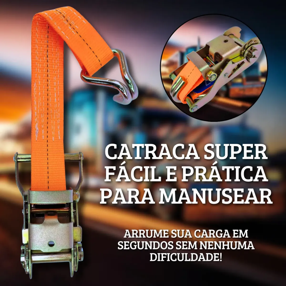 Cinta com Catraca para Amarração de Carga 1,5 Tonelada 9 Metros