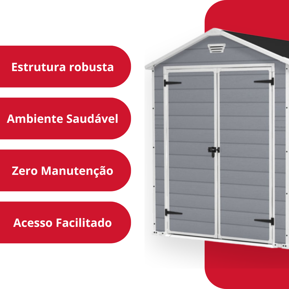Deposito de Jardim Manor 6x8 Cinza Abrigo Externo Com Portas Duplas Keter