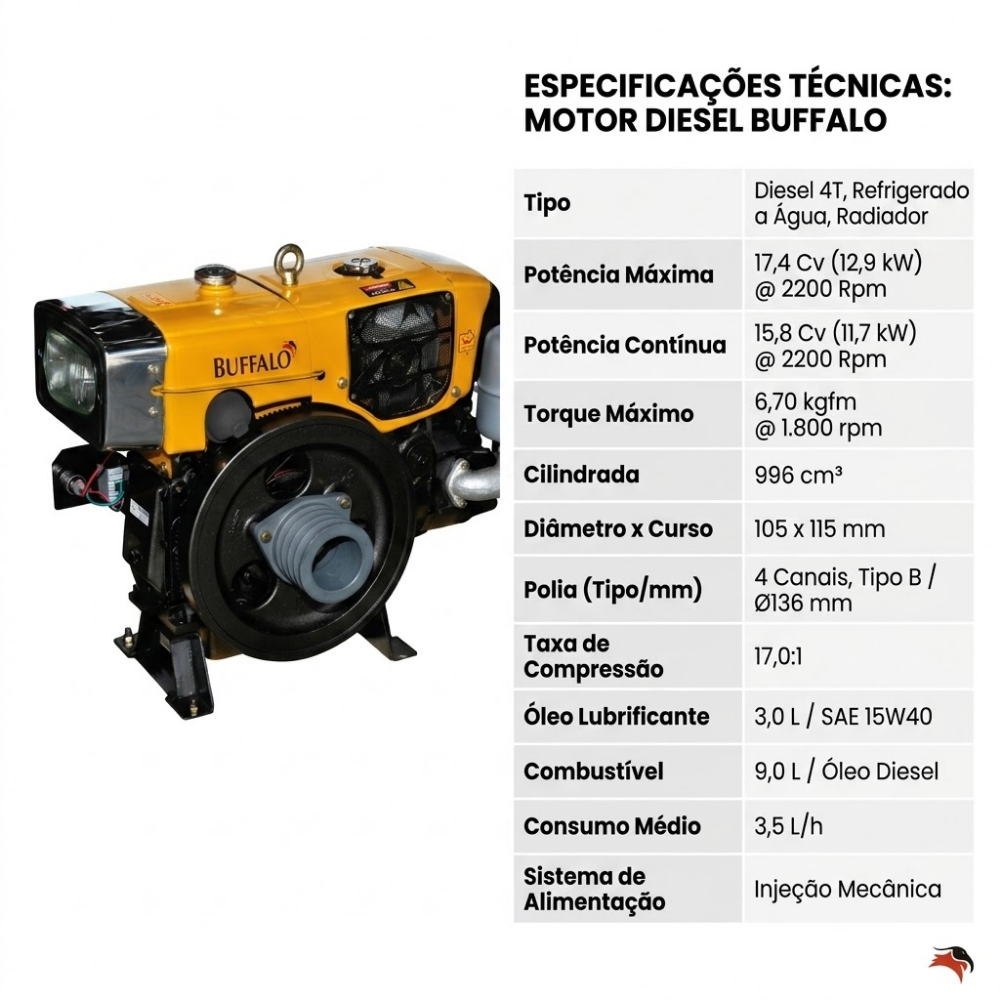 Motor a Diesel Buffalo Refrigerado à Água BFDE 18.0cv Farol