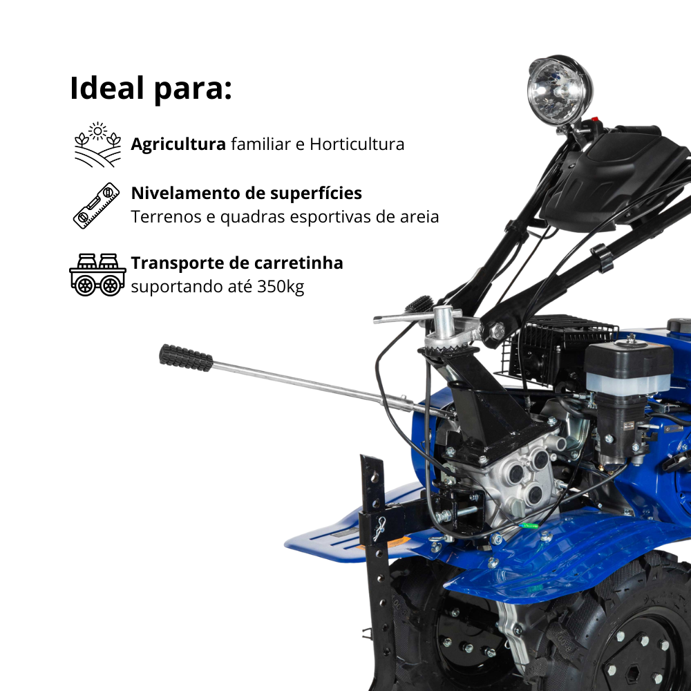Kit Motocultivador Tekna TK90R 7HP Gasolina com Carretinha GCM-250 250kg