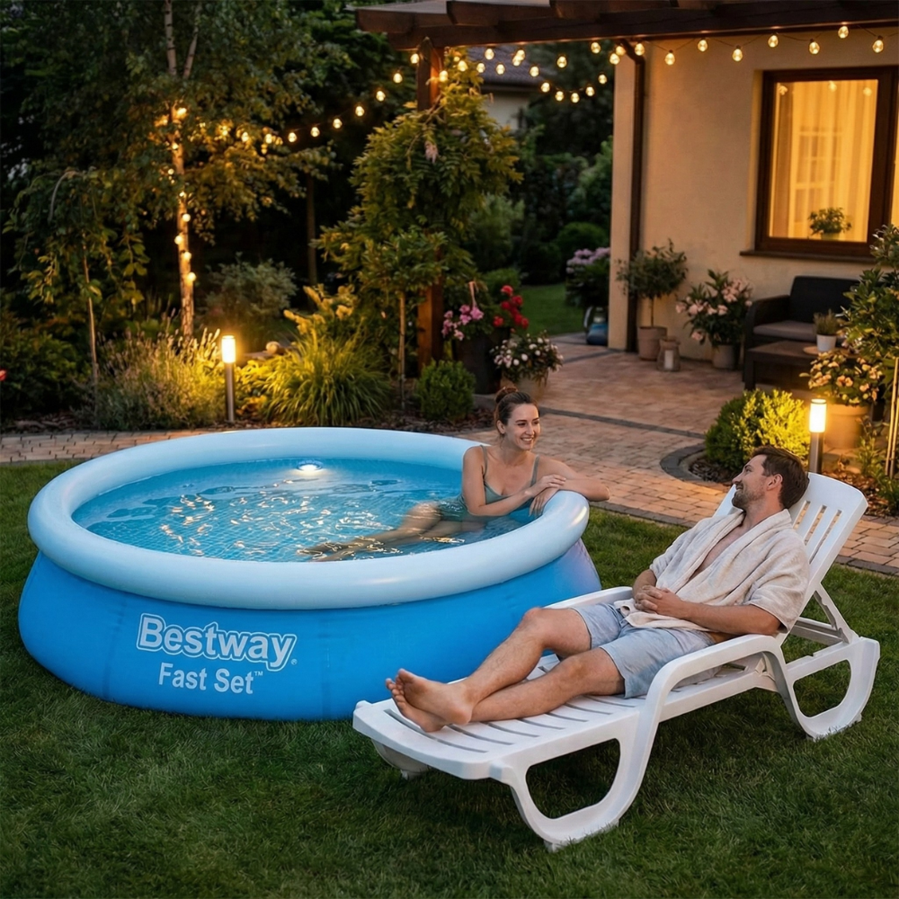 Kit Piscina 5.377L com Espreguiçadeira Reclinável e Bomba de Ar Manual Bestway