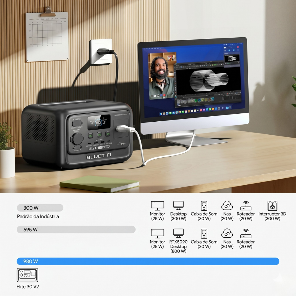 ESTAÇÃO DE ENERGIA PORTÁTIL BLUETTI ELITE 30 V2 600W 288WH 