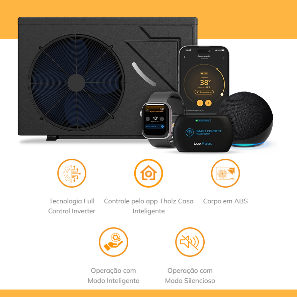 Bomba Trocador De Calor LPE550 Inverter 55.000 BTUs Aquecedor Piscinas Ate 55.000 Litros Wi-Fi
